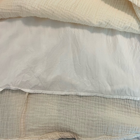 Pink Lily Beach Boho Cream Double Gauze Babydoll Mini Dress w/ Pockets sz L - Picture 12 of 16